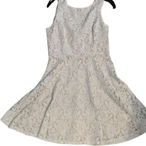 Cream A-line lace dress